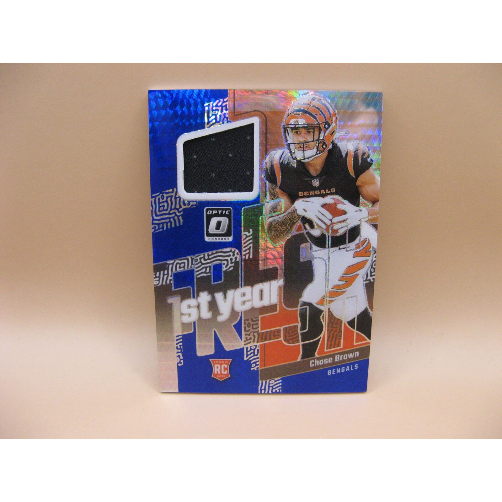 2023 Optic Chase Brown 1st Year Fresh Blue Hyper Prizm #Fyf-Cb Rookie Patch Card